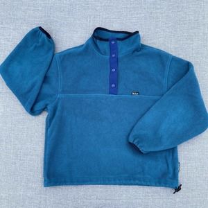 Woolrich Fleece Pullover Jacket Womens Medium Blue Teal Vintage Polartec Usa